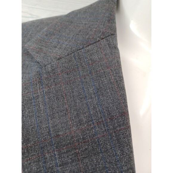 Vtg Tommy Hilfiger Windowpane Sport Coat Mens Gray 3 Button Jacket Blazer 40L - Picture 3 of 11
